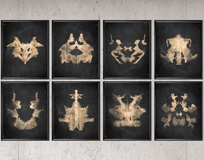 8 Rorschach Test Inkblots Psychological Test Print Watercolor Etsy