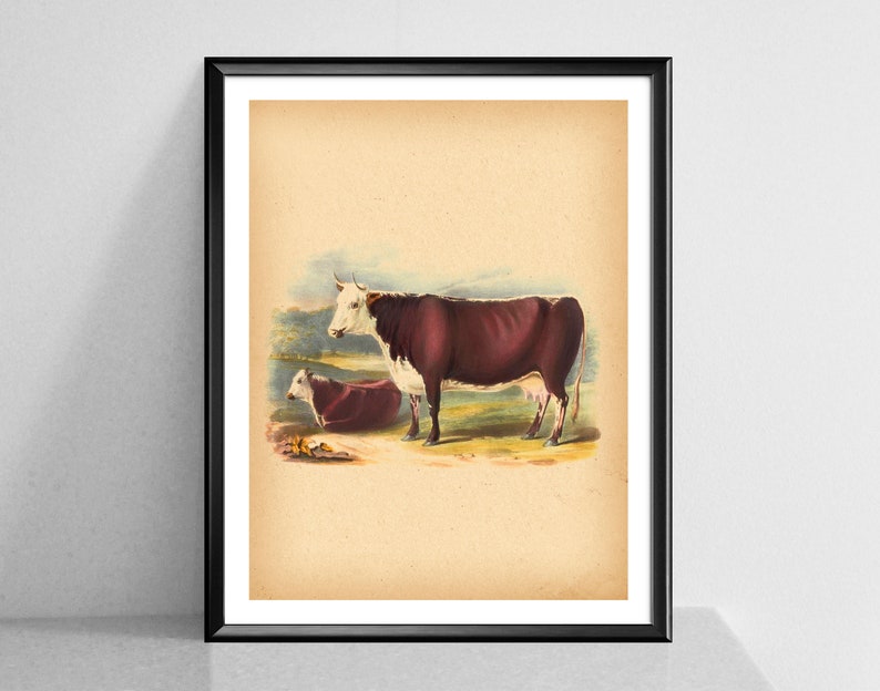 Vintage Farm Animals Poster Farmhouse Decor Country Art Etsy