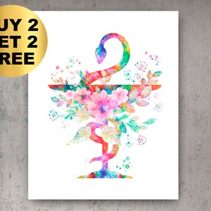 Apotheke Kunst Apotheker Caduceus Aquarell Druck FloralEs Medizinisches Symbol Poster Apotheker Dekor Klinik Wandkunst Apotheker Abschluss