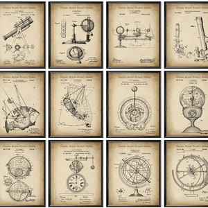 12 Astronomy Patent Art Planetarium Poster Telescope Blueprint Solar System Art Astronomical Globe Art Space Wall Decor Science Art