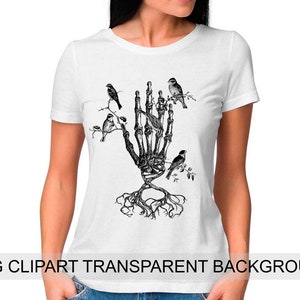 Anatomy Clipart Skeleton PNG Hand Bones Print T-shirt Gift Gothic Art ...