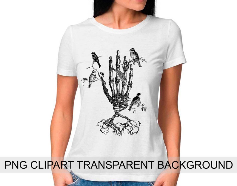 Anatomy Clipart Skeleton PNG Hand Bones Print T-shirt Gift - Etsy