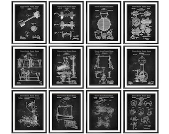 12 Gym Equipment Patent Art Workout Poster Home Gym Decor Fitness Trainer Gift Exercise Machine Blueprint Bodybuilding Gift Aerobics Art
