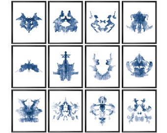 Test de Rorschach, acuarela, mancha de tinta, psicología, arte, regalo de psiquiatra, decoración médica, regalo de psicólogo, arte de pared de clínica, regalo de doctor