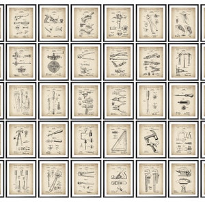 40 Vintage Workshop Tools Patent Prints Woodworking Tool Patent Metalworking Instrument Scheme Handyman Gift Carpenter Gift Blacksmith Gift