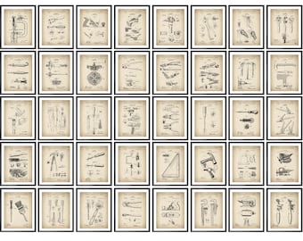 40 Vintage Workshop Tools Patent Prints Houtbewerking Tool Patent Metaalbewerking Instrument Regeling Klusjesman Gift Timmerman Gift Smid Gift