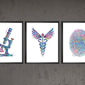 Medical Art Doctor Gift Caduceus Art Microscope Art Fingerprint Art RN Nurse Gift Nurse Graduation Medical Student Gift