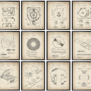 12 Musicophile Gift Vintage Record Player Patent Art Audio Sound System Blueprint Music Lover Gift Audiophile Gift Musician Gift