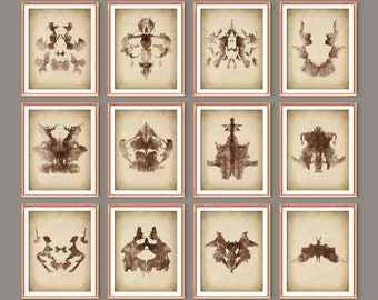 12 Antique Rorschach Inkblots Test Cards Psychology Art Science Art Psychiatrist Gift Medical Decor Psychologist Office Gift Scientist Gift