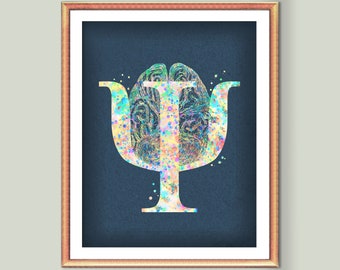 PSI Symbol Art, Psychology Art, Psychotherapist Gift, Medical Artwork, Doctor Graduation Gift, Psychologist Office Wall Art, Psychiatry Gift