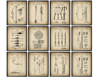 12 Archery Patent Posters Archer Gift Bow Patent Arrow Patent Archery Instructor Gift Athlete Gift Archery Wall Decor Hunting House Decor