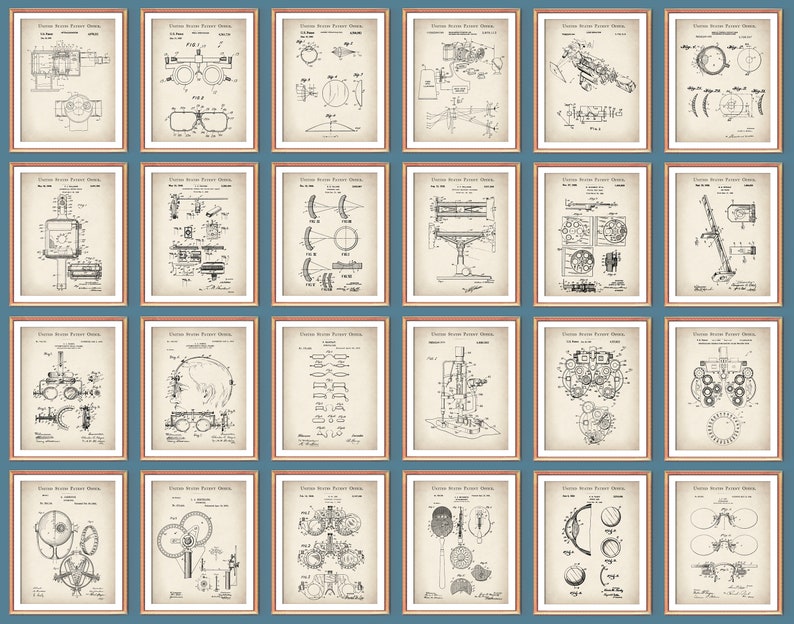 Optometry Machine Drawing 24 Optometry Patent Art Ophthalmology Blueprint Optician Tools Scheme ...