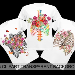 Floral Anatomy Clipart Medical PNG Designs Rib Cage Clipart Skeleton Clipart Skeletal Bones Clipart Chiropractor Gift Orthopedist Gift