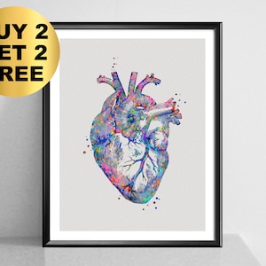 Heart Anatomy Art Watercolor Heart Medical Art Cardiologist Gift Doctor Office Decor Heart Surgeon Gift Medical Student Gift
