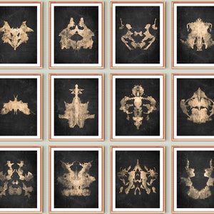 12 Rorschach Test Watercolor Inkblots Art Psychological Test Medical Art Psychologist Office Decor Psychiatrist Gift Medical Student Gift