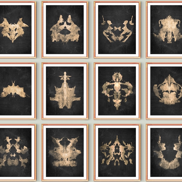 12 Rorschach Test Acuarela Tintas Arte Prueba Psicológica Arte Médico Psicólogo Oficina Decoración Psiquiatra Regalo Estudiante de Medicina Regalo