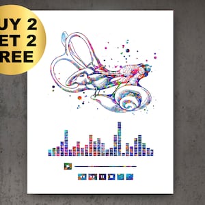 Audiologist Gift Inner Ear Anatomy Art Cochlea Histology Medical Art Doctor Gift Clinic Wall Decor Medicine Poster
