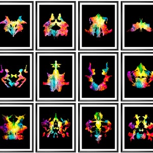 12 Kleurrijke Rorschach Aquarel Inktvlek Test Kunst Wetenschap Kunst Medisch Kunstwerk Wetenschapper Gift Psycholoog Kantoor Muur Decor