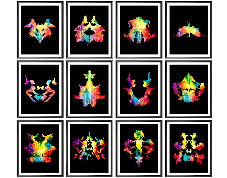 12 Colorful Rorschach Watercolor Inkblot Test Art Science Art Medical ...