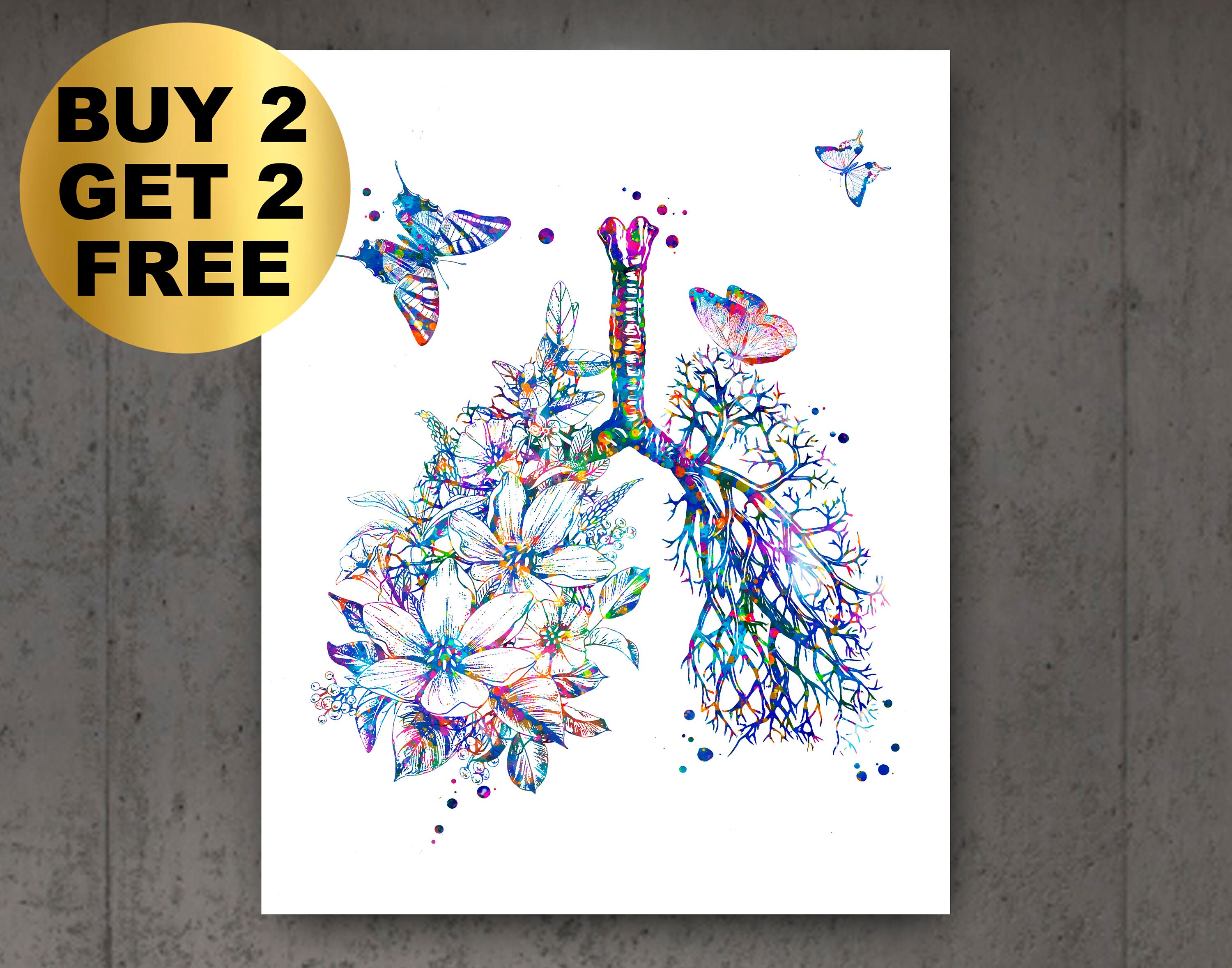 Pulmonology Art Bronchi and Flowers Respiratory System Anatomy Etsy