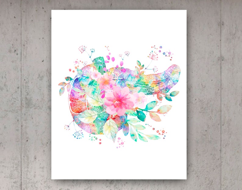 Floral Anatomy Print Set of 8 Watercolor Brain Heart Lungs Kidney Liver ...