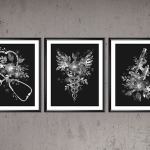 Doctor Office Decor Stethoscope Caduceus Microscope Art Medical Art Clinic Wall Decor Doctor Gift Nurse Gift Medical Student Gift