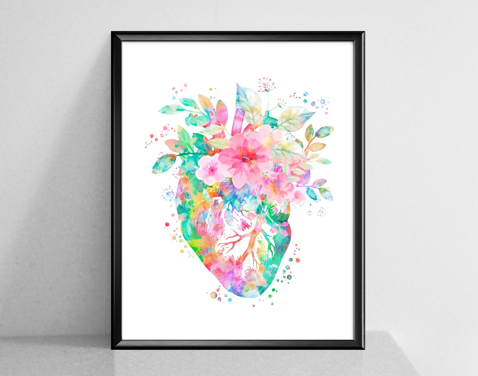 Watercolor Heart Anatomy Poster Cardiology Art Medical Print ...