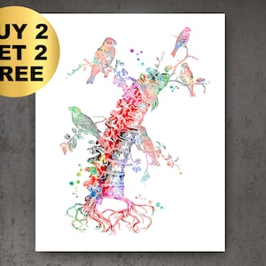Lumbar Spine Structure Vertebral Column Art Watercolor Anatomy Manual Chiropractor Gift Orthopedic Doctor Gift Clinic Wall Art