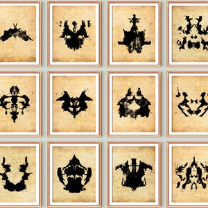 12 Vintage Rorschach Test Posters Psychology Art Psychiatrist Office Gift Medical Art Psychologist Gift Clinic Wall Decor Scientist Gift