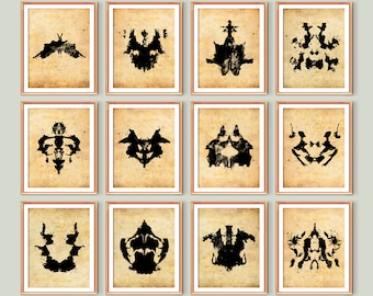 12 Vintage Rorschach Test Posters Psychology Art Psychiatrist Office Gift Medical Art Psychologist Gift Clinic Wall Decor Scientist Gift
