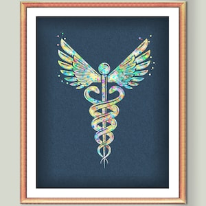 Doctor Gift Caduceus Art Medical Artwork Colorful Caduceus Symbol Medical School Graduation Gift Doctor Office Decor Nurse Appreciation Gift