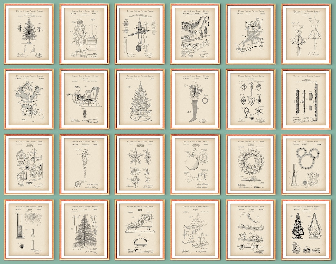 Merry Christmas Art Holiday Patent Prints Santa Claus Patent Christmas