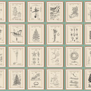 Feliz Navidad Arte Vacaciones Patentes Impresiones de Patentes de Santa Claus Patente Árbol de Navidad Patente Fuegos Artificiales Patente Adornos de Navidad Decoración Invención Arte