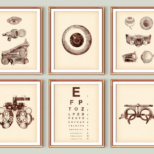 6 optometrist cadeau dokter cadeau vintage medische kunst menselijk oog anatomie kunst refractor afdrukbare oogheelkunde kunst kliniek muur decor