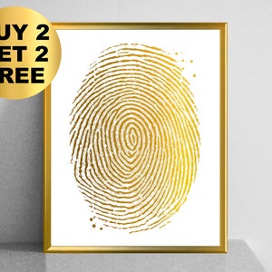 Gold Fingerprint Art Fingerprint Poster Fingerprint Decor Nurse Gift Doctor Office Decor Modern Wall Decor Clinic Art