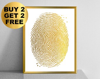 Gold Fingerprint Art Fingerprint Poster Fingerprint Decor Nurse Gift Doctor Office Decor Modern Wall Decor Clinic Art