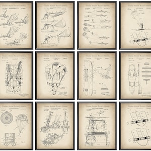 12 Parasailing Patent Art Kitesurfing Blueprint Parachute Scheme Art Water Ski Patent Sports Invention Wall Decor Water Sport Art Lake House