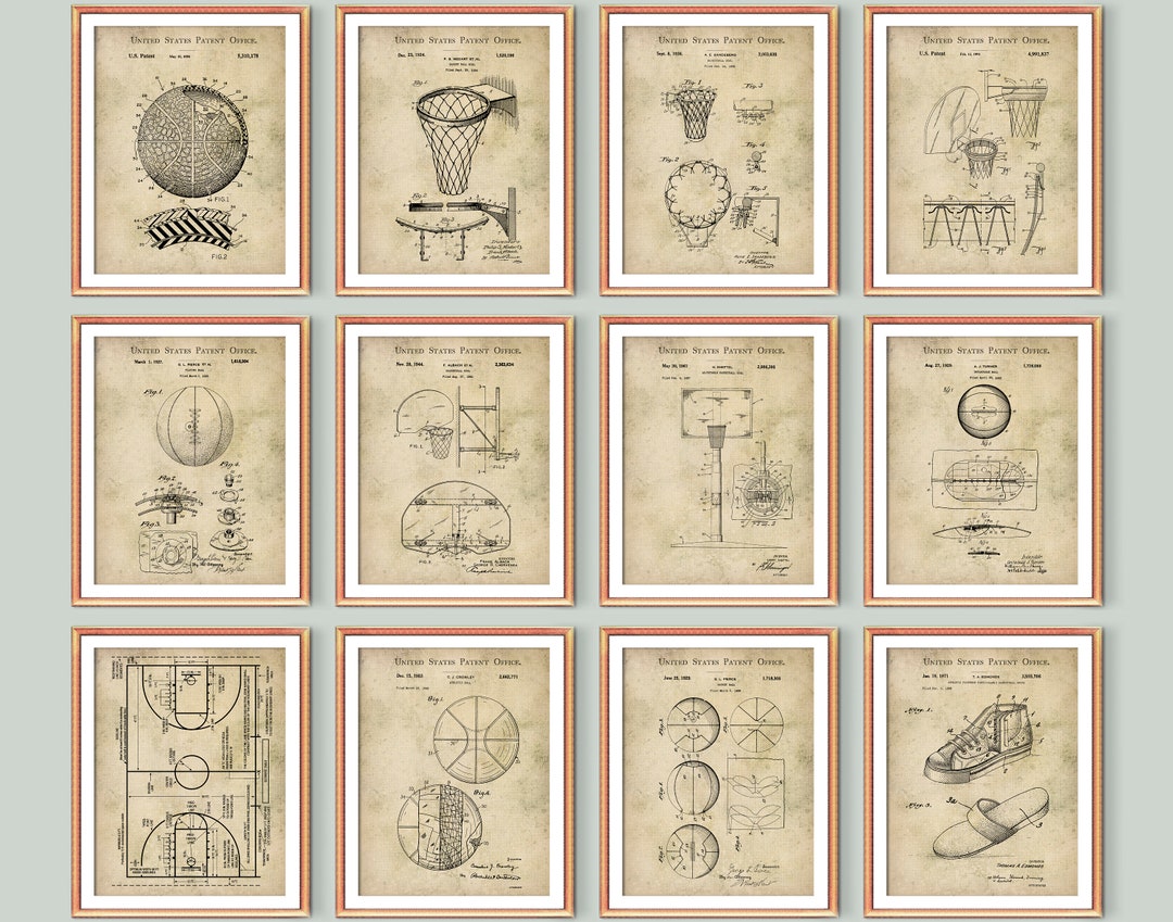 12 Basketball Patent Art Vintage Sports Invention Poster Etsy