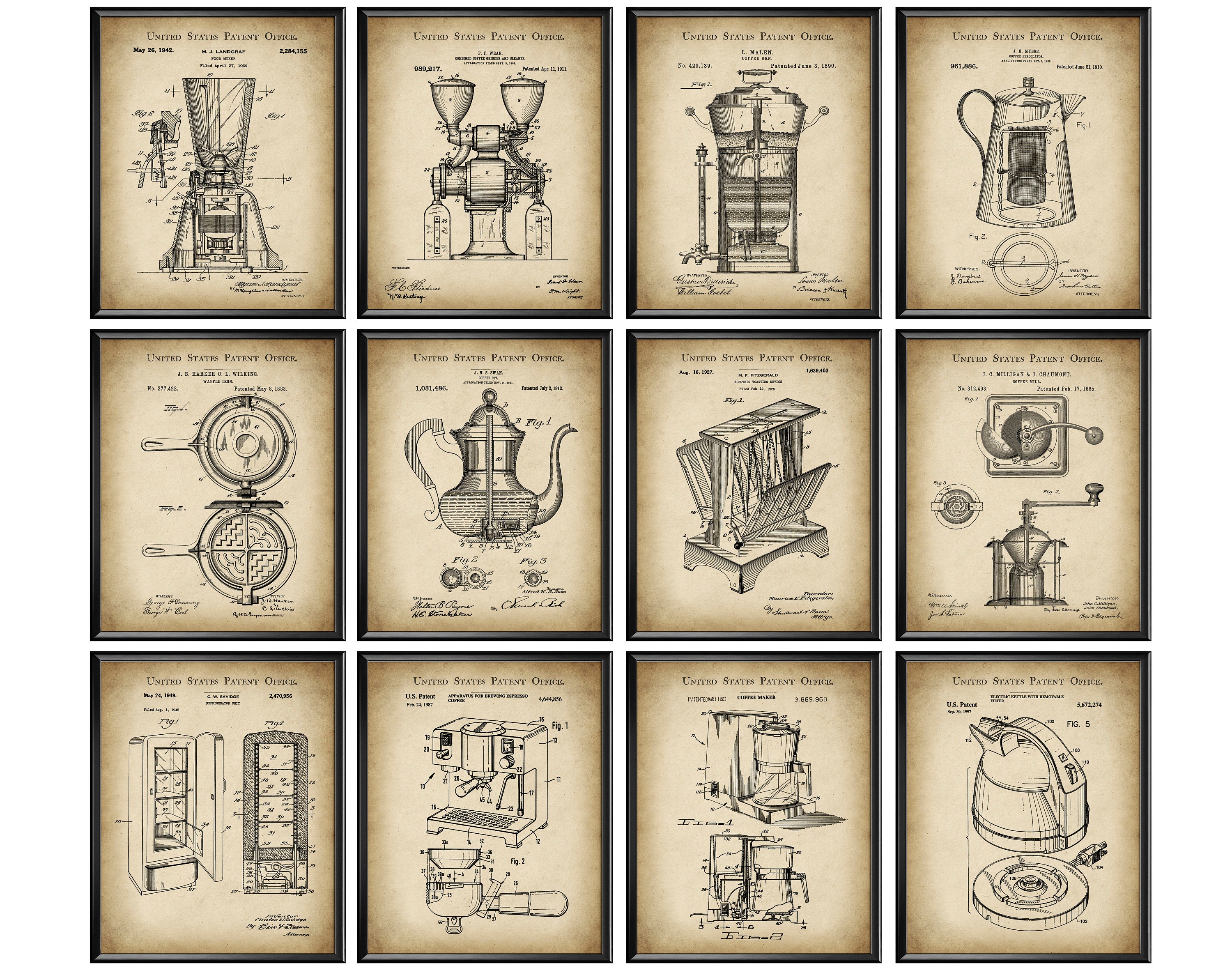 12 Vintage Kitchen Appliances Patent Posters Kitchen Wall - Etsy ...