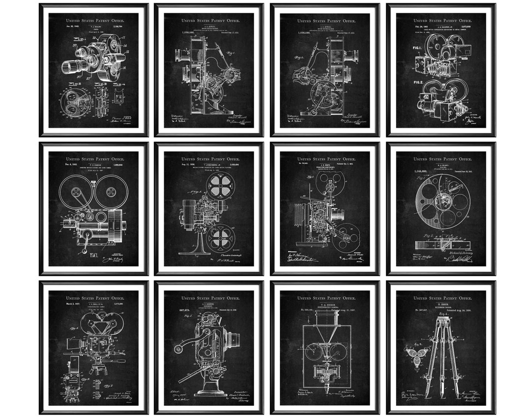 12 Movie Camera Patent Wall Art Cinema Art Movie Camera Blueprint Home