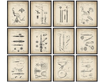 12 Dentist Gift Dental Patent Art Medical Blueprint Vintage Dentistry Poster Doctor Instruments Art Dental Clinic Decor Orthodontist Gift