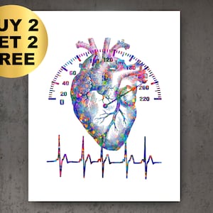 Cardioloog Gift Menselijk Hart en Snelheidsmeter Poster Cardiologie Kunst Anatomisch Hart Medische Arts Office Decor Kliniek Art Chirurg Gift