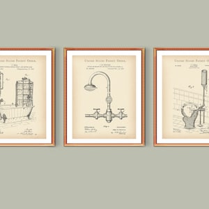 Bathroom Decor, Vintage Bath Patent, Antique Blueprint, Shower Poster, Water Closet Invention, Plumber Gift, Housewarming Gift, WC Room Art