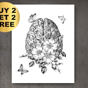 Neurologist Gift Anatomical Brain Art Medical Art Psychiatrist Gift Psychologist Gift Neurosurgeon Gift  Neuroscience Art Neurology Art