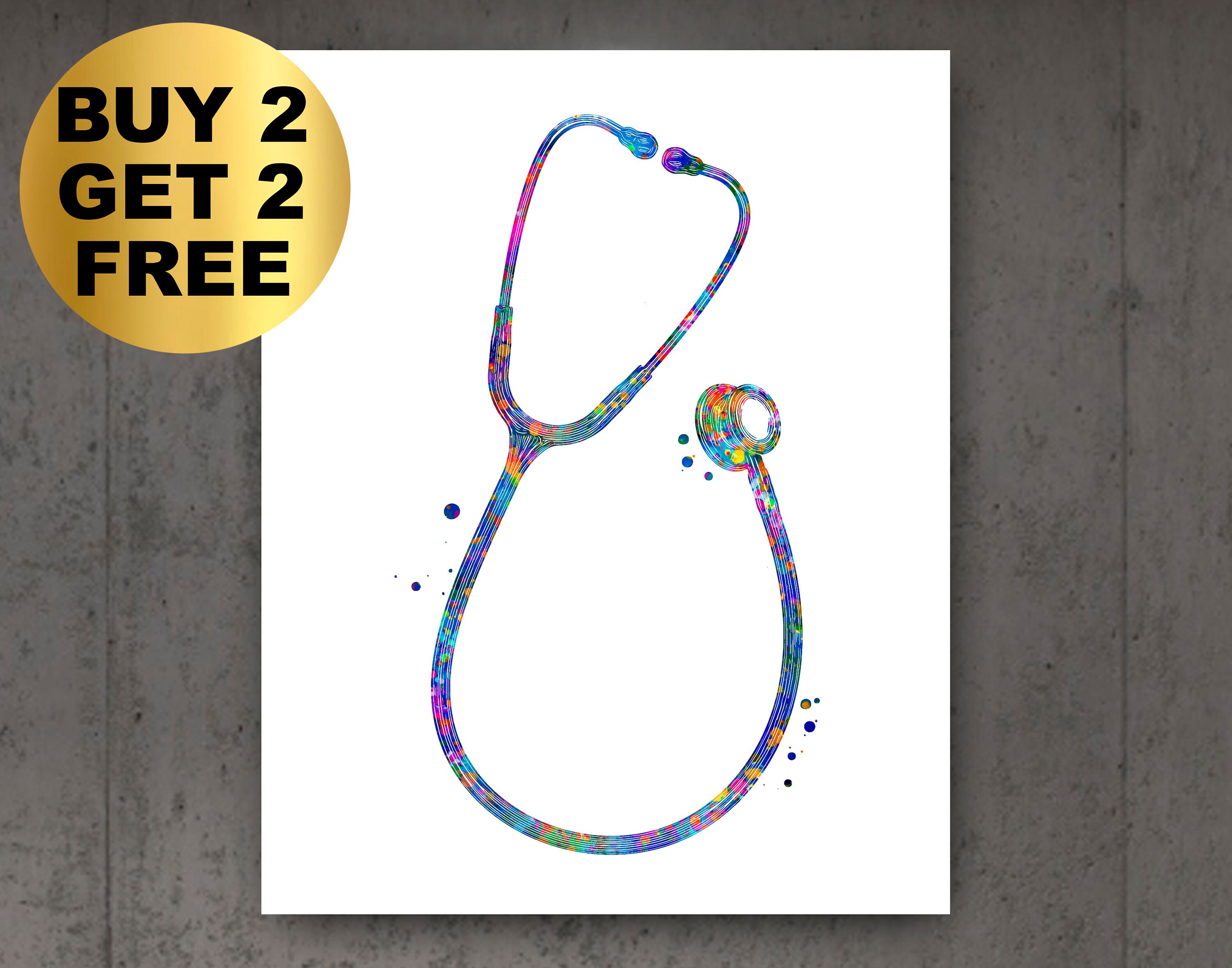 Stethoscope Print Nurse Gift Medical Device Art Doctor Etsy