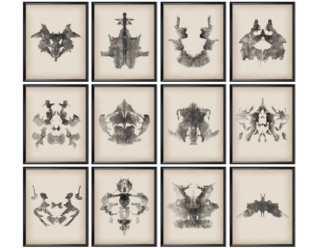 Rorschach Inkblot Test Poster Set 12 Psychology Art Psychiatrist Gift ...