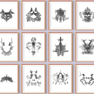 12 Rorschach Test Art Psychodiagnostic Test for Personality Research Science Art Rorschach Blots Decor Psychologist Cabinet Art Doctor Gift