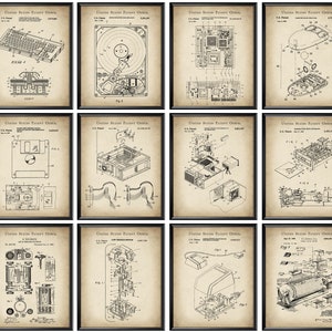 12 Vintage Computer Patent Art First Computer Blueprint Information Technology Art Data Science Poster Programmer Gift Computer Lab Decor