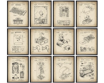12 Vintage Computer Patent Art First Computer Blueprint Information Technology Art Data Science Poster Programmer Gift Computer Lab Decor