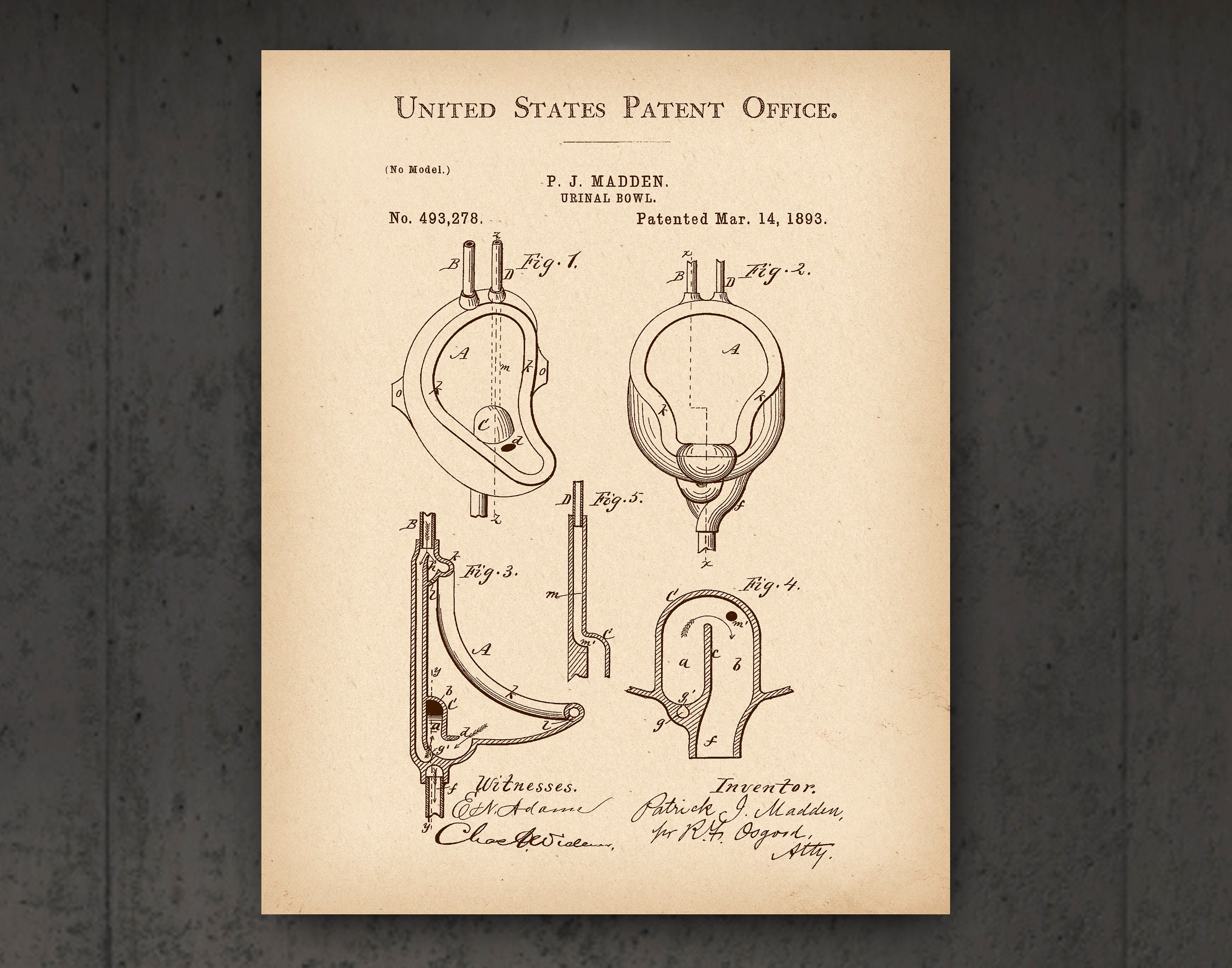 8 Toilet Vintage Patent Art Water Closet Invention Poster Etsy